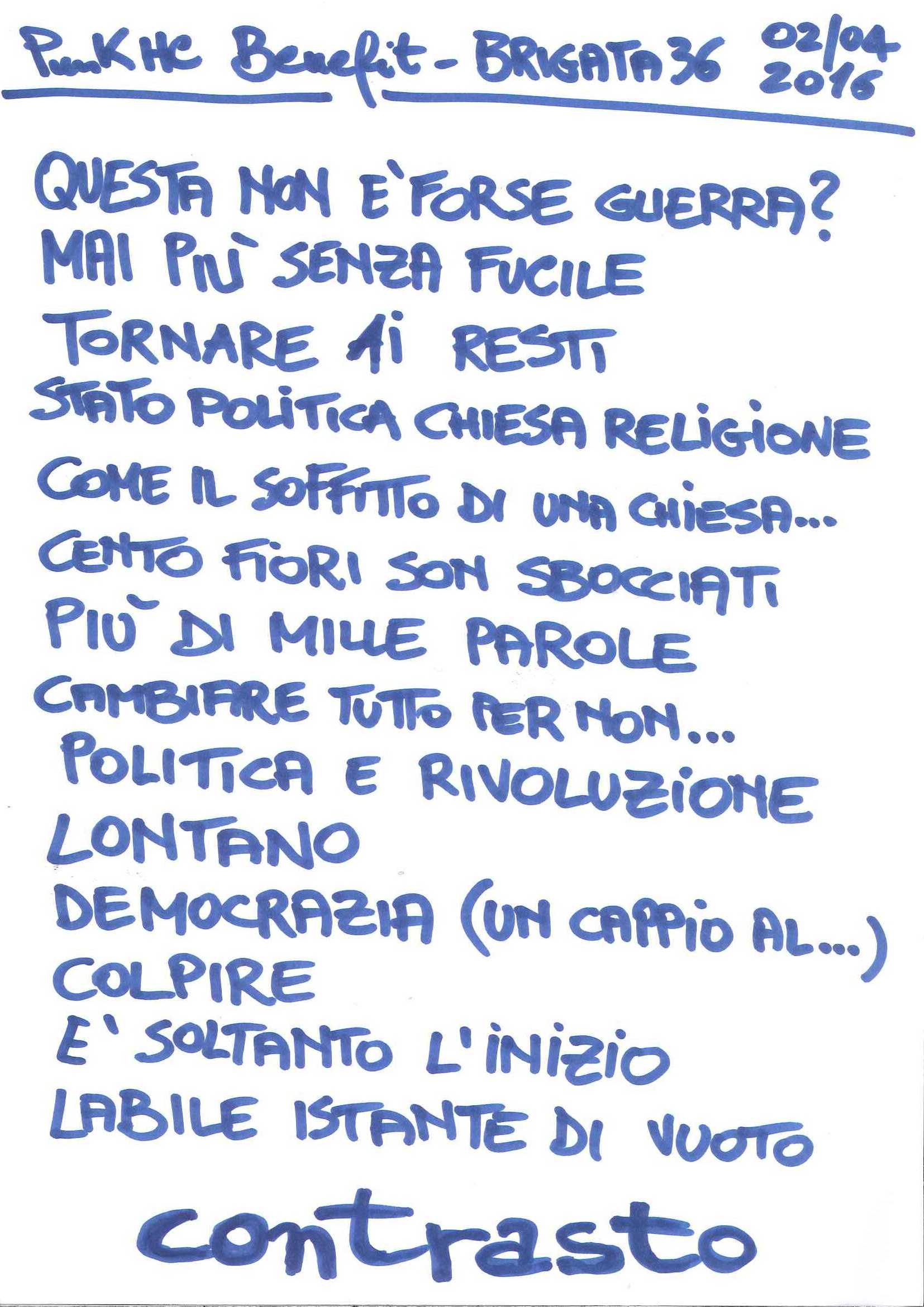 Contrasto...punk hc benefit (e 20!)